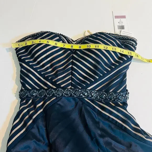 COLORS Formal Strapless A Line Maxi Dress Size 4 NWT Style 1578 Navy Blue - Picture 11 of 12